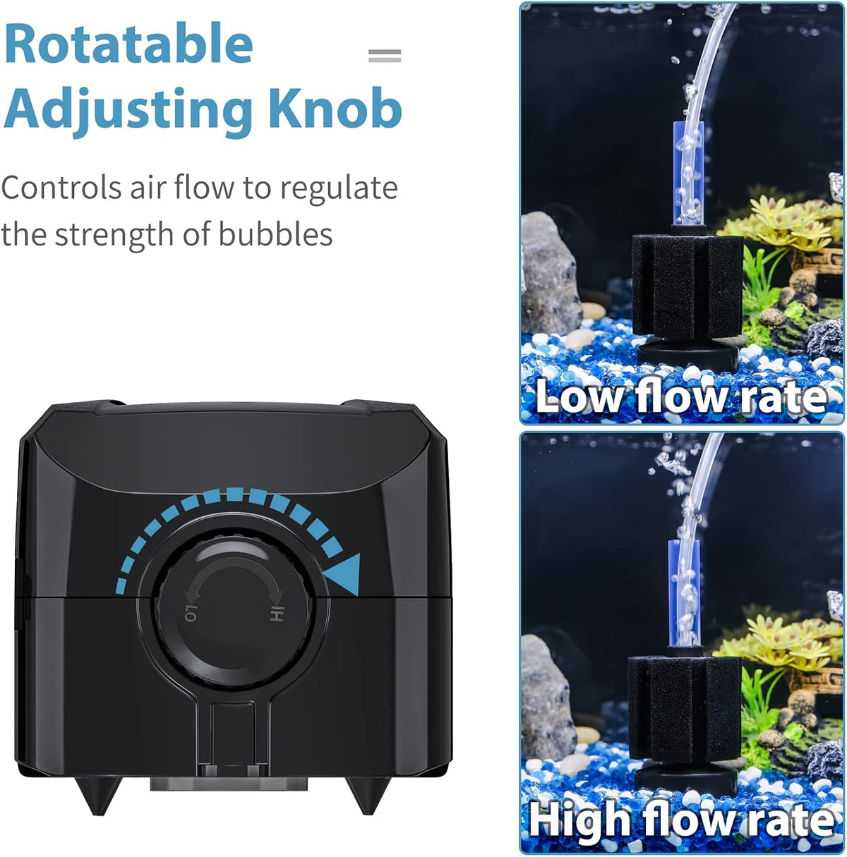 Uniclife Aquarium Air Pump Adjustable 4 LPM 2 Outlets Oxygen Pump - image 3
