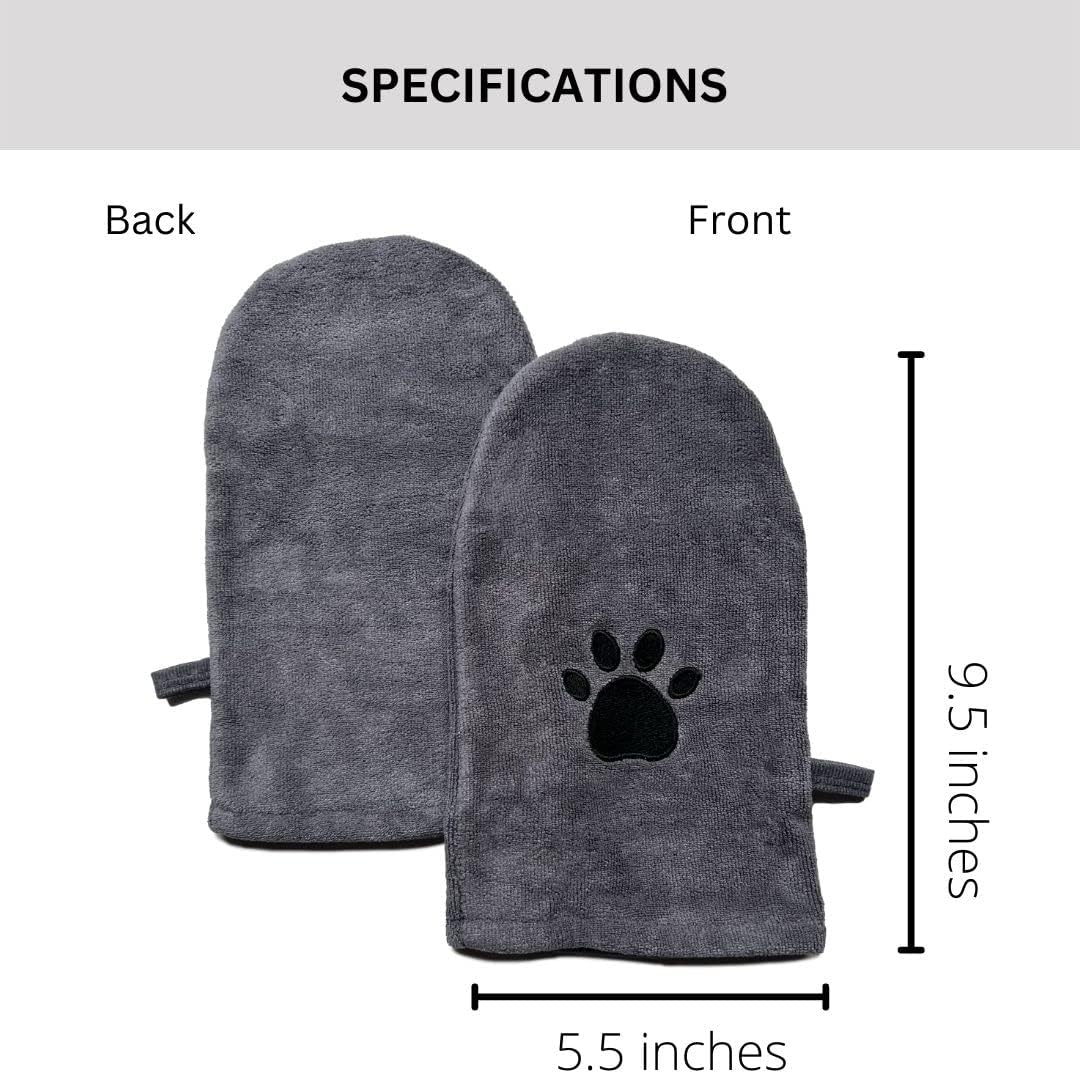 Penny & Niko Microfiber Pet Towel Mitts - Standard - 2 pack / Gray - image 3