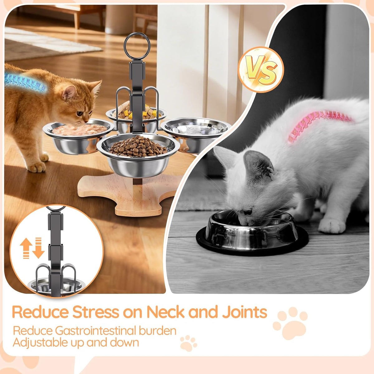 Adjustable Elevated Cat Bowls with Stand - image 3