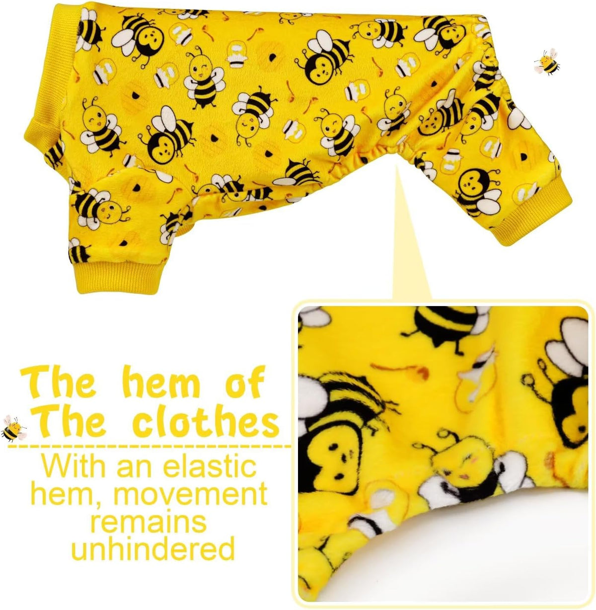 Dog Pajamas Onesie: Comfortable Four-Legged Apparel for Small - Purple Cute Little Bee / 3XL-(38~54lb) | Chest(~30") - image 3