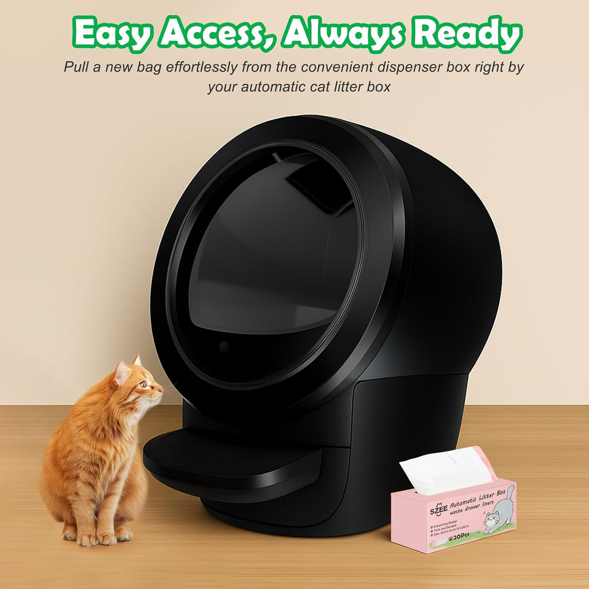 SZEE 120 Count Automatic Cat Litter Box Bags Fit for Litter Box Robot - 120 Count (Pack of 1) / 2.Extra Thick - image 2