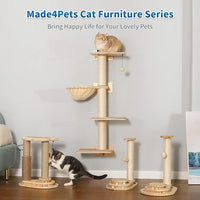 Made4Pets Cat Scratching Post, Cat Self Groomer for Indoor Cats, Cloud Soft Perch for Rest, 17.5" Tall Natural Sisal Scratcher Cat Grooming Interactive Ball Track Toys for Small Cats Kittens