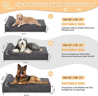 Orthopedic Dog Beds for Large Dogs, 7" Memory Foam Dog Beds with Waterproof Liner, Chew Proof Microsuede Cover, Removable and Washable, Nonskid Bottom, 48"x30" L Grey