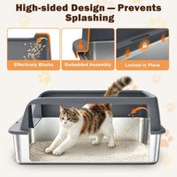 AIPERRO Stainless Steel Litter Box with Lid - Dark Grey / X-Large - image 2