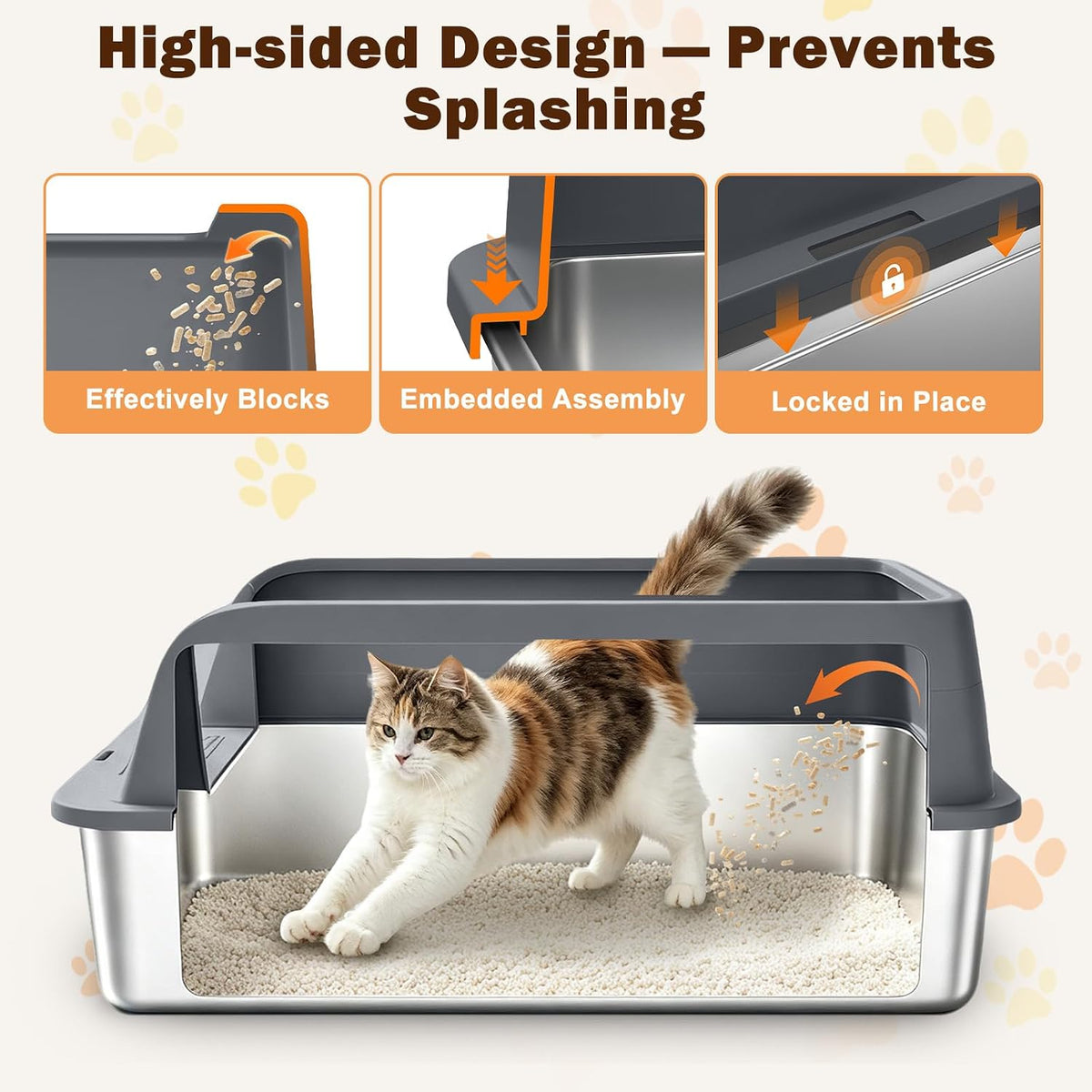AIPERRO Stainless Steel Litter Box with Lid - Dark Grey / X-Large - image 2