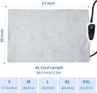 pettycare Pet Heating Pad for Dog Cat, Electric Heating with Steel-Wrapped Cord, 25-Level Timer & 11-Level Temperature Indoor Warming Pads Easy Clean for Puppy Cat Dog XXL 32x20inch