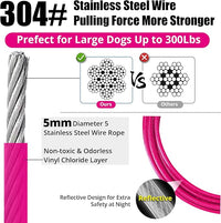 Jenico Dog Tie Out Cable - 10/15/20/30/40/50/70/100/150FT Runner Cable with Swivel Hook and Shock Spring, Leash Tether for Yard, Outdoor and Camping, for Small to Medium Pets Up to 500 LBS