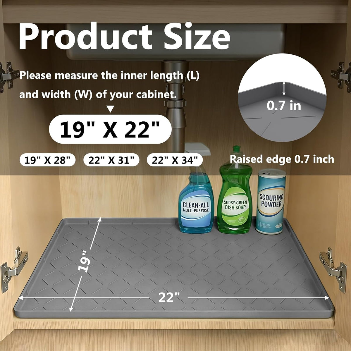 MateeyLife Silicone Waterproof Mat for Dog & Cat Food Mat 19"X12" – Essentials for Dogs - 19"W x 22"L / Dark Grey - image 2