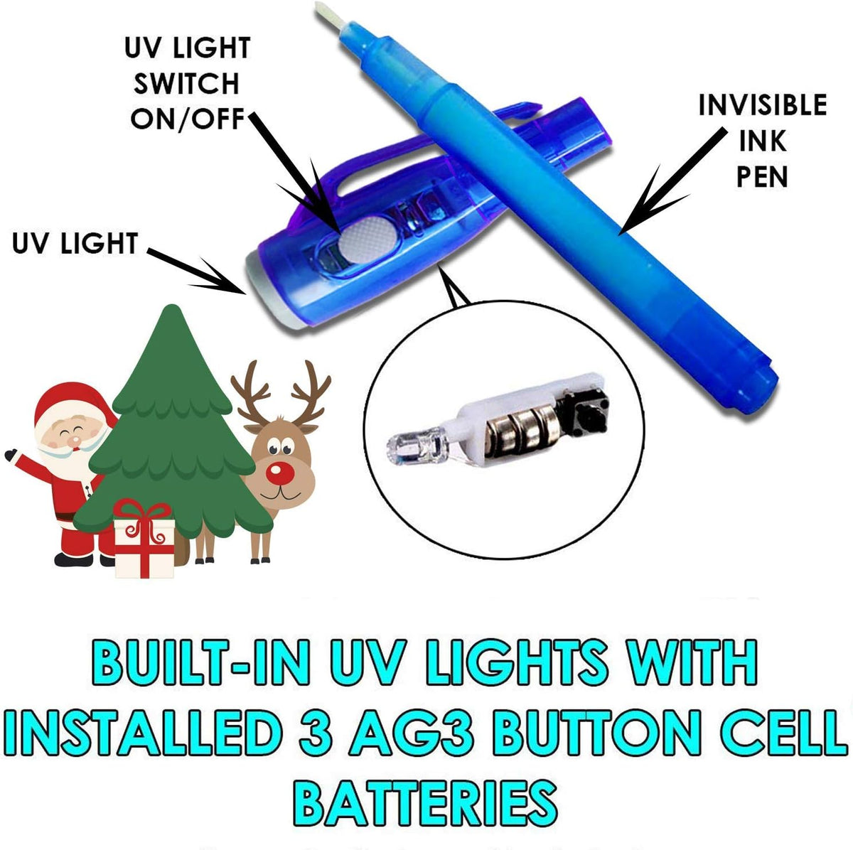 32 Pack 2 Style Invisible Ink Pen with UV Black Light Secret Spy Pens – Fun for Kids & Family - 32 Pack - image 2