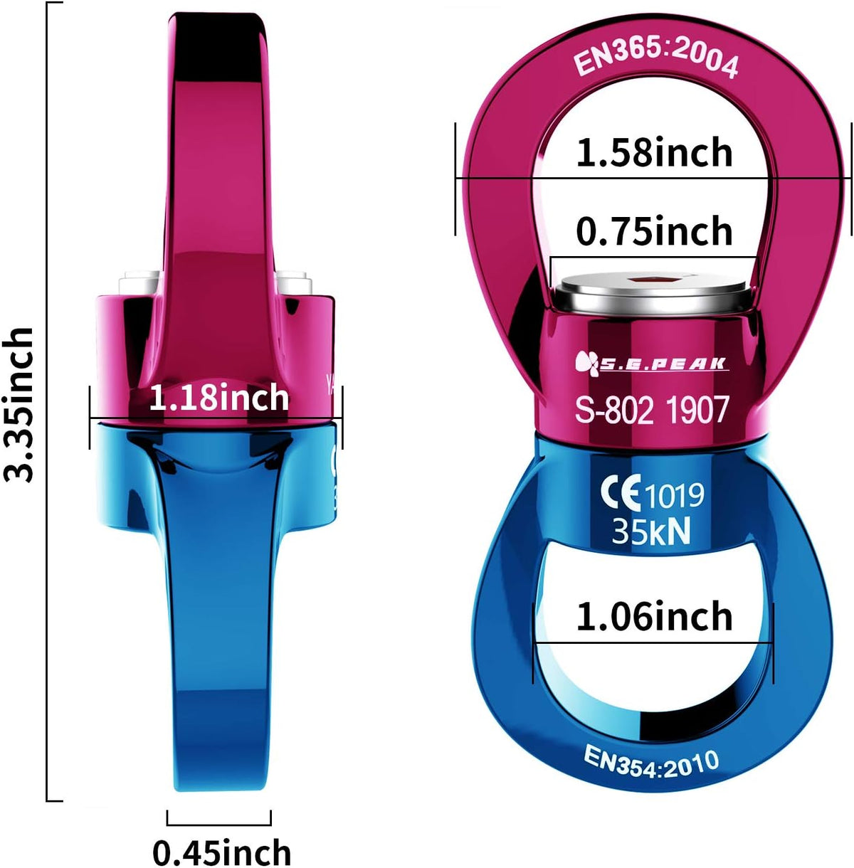 PROND 35kN aluminum swing swivel spinner with sealed ball bearings - view 6