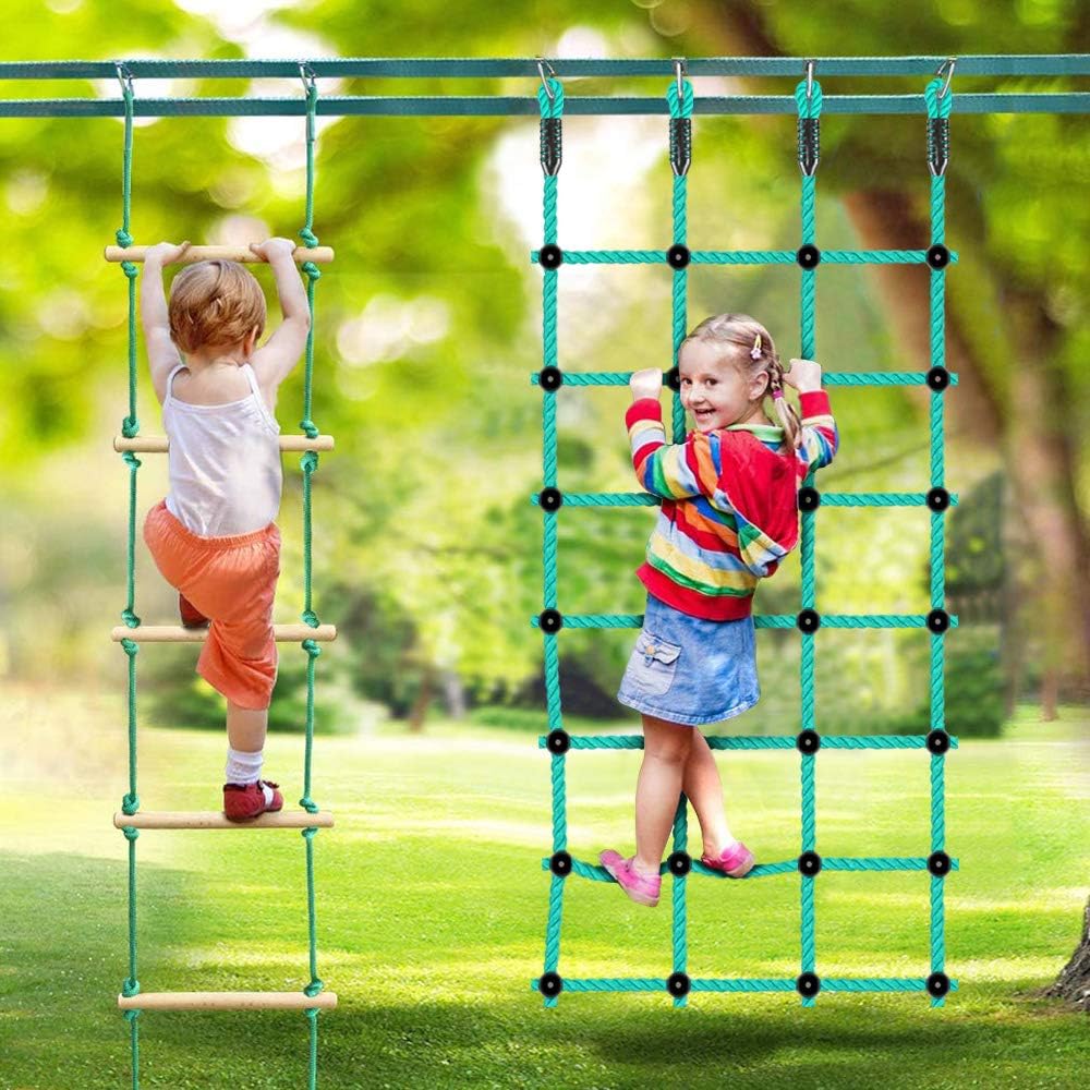 Climbing Cargo Net 49" x 77" Heavy Duty Climbing Rope Net for Outdoor - Green / 30" x 75" - image 4