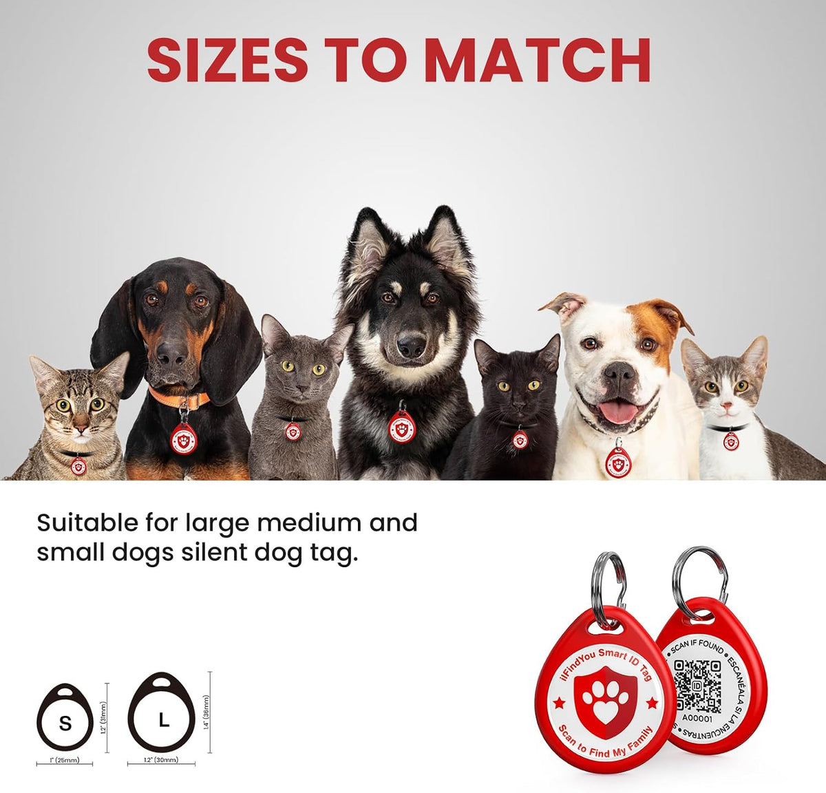 QR Code Cat Tags Personalized Small, Real-time Alerts, Pink – Essentials for Cats - 1 Pack Red / Large-1.2"*1.4" - image 3