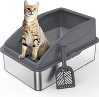 AIPERRO Stainless Steel Litter Box - Light Gray / X-Large