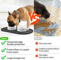 Dog Food Mat Spill-Proof Silicone Dog Bowl Mat Raised Edge Pet - Black / 19"L x 12"W - image 3