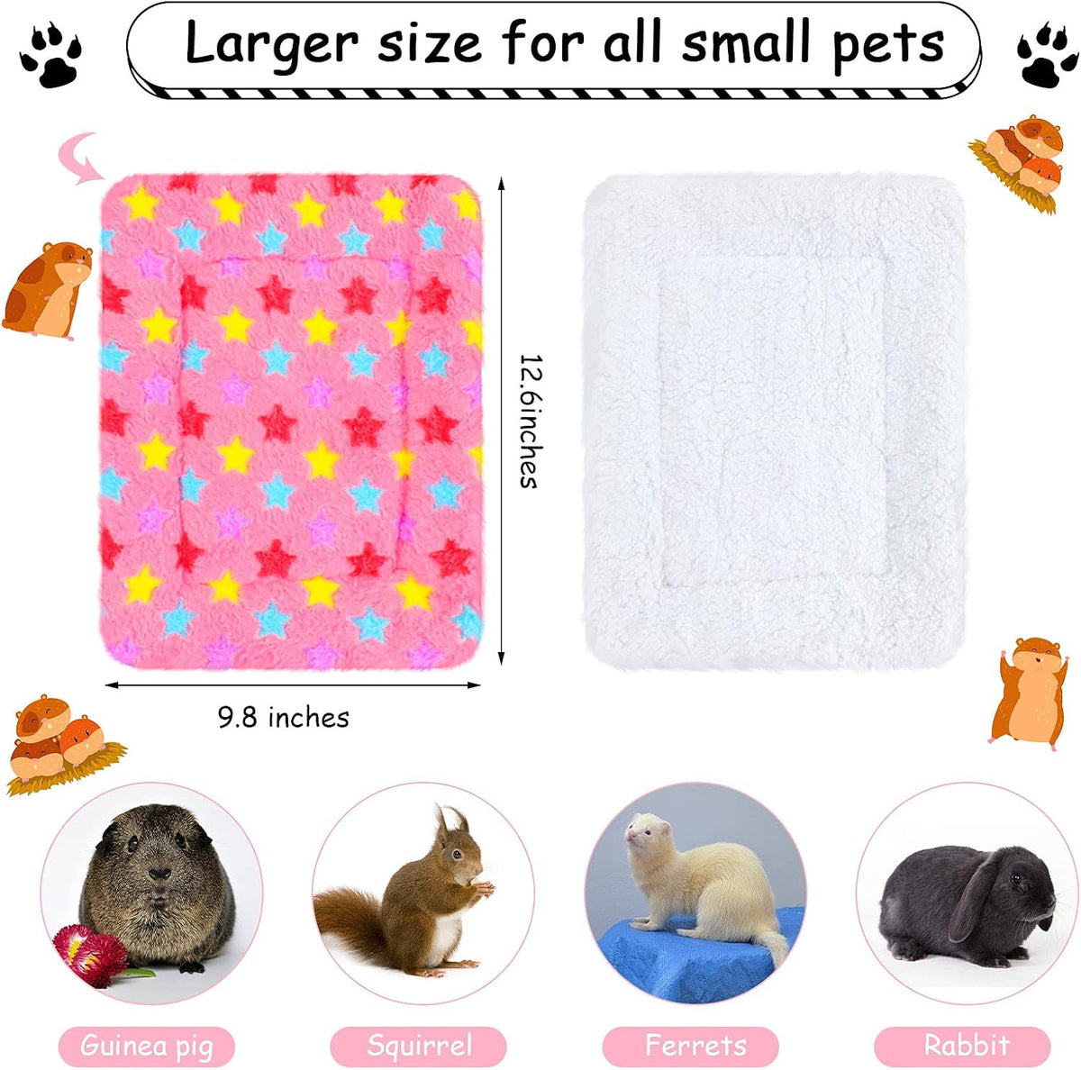 Jetec 4 Pcs Guinea Pig Bed Pads Big Twinkle - Cute Pattern / 10 x 11 Inch - image 2
