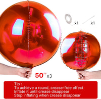 PartyWoo Metallic Silver Foil Balloons 20pcs Large Round Giant 4D - Red / 3 PCS-50 INCH - image 4