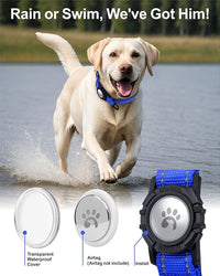 TagME Airtag Dog Collar,Waterproof Reflective Pet Collar with Airtag Holder,Soft Padded and Double D-Rings for Extra Large Dogs,Navy Blue