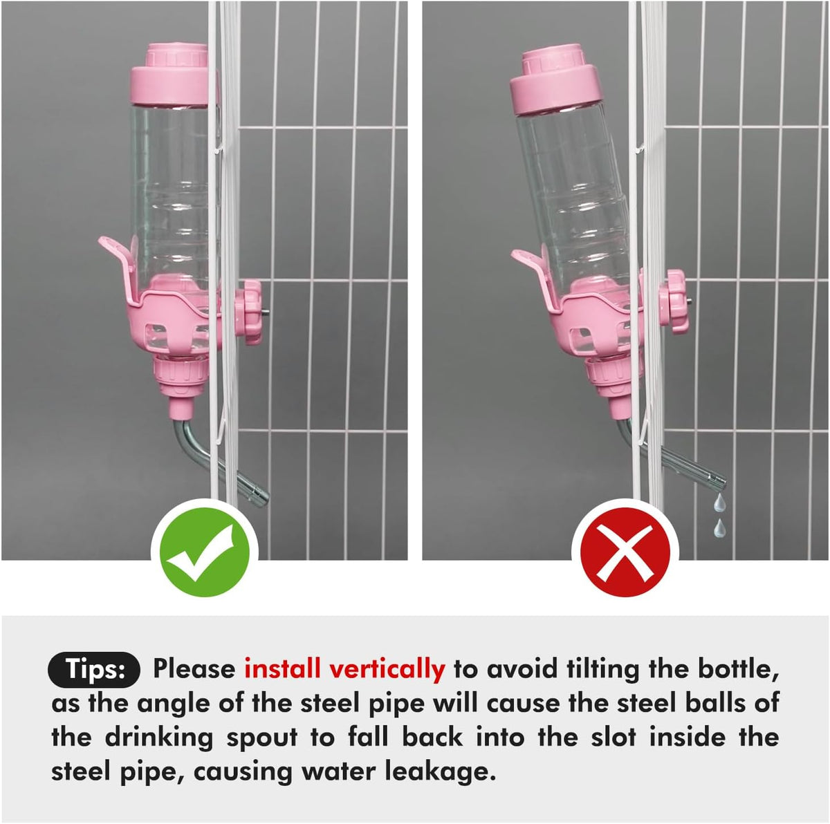 Vannon Water Bottle for Small Animals - 34oz (Pack of 3) / Pink