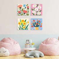 MISCER paint by numbers 4-pack with framed 8x8 inch landscape canvases, acrylic paints and brushes - view 14