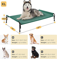 Veehoo Elevated Dog Bed, Outdoor Raised Dog Cots Bed for Large Dogs, Cooling Camping Elevated Pet Bed with Slope Headrest for Indoor and Outdoor, Washable Breathable, X-Large, Green, CWC2204