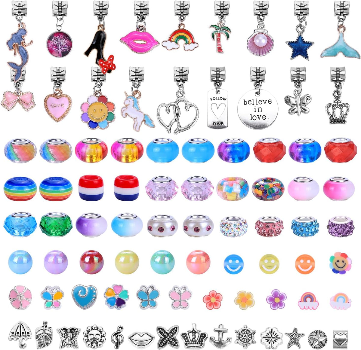 AIPRIDY 150 Pieces Charm Bracelet Making Kit - 208 Pieces Pink+Aqua Unicorn - image 3