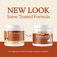 Fera Pets Probiotics for Dogs & Cats with Prebiotics - USDA Organic - Gut Health Powder Supplement with 12 Strains and 5 Billion CFUs - Supports Immunity, Energy and Skin & Coat - 60 Scoops