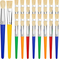 YGAOHF 16 pack of kids paint brushes with bright plastic handles, eight round and eight flat
