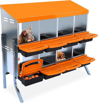 Chicken Nesting Box, 8 Hole 2 Layer Hen Nest Boxes with Legs, Roll Away Eggs Laying Boxes,Cleanable Pull Out Hen Roosting Boxes
