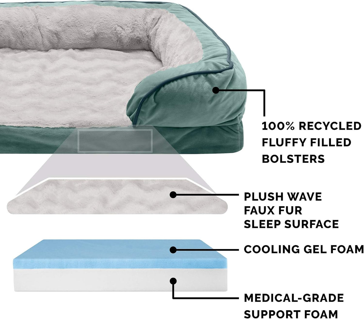 FurHaven Cooling Gel Dog Bed for Large Dogs - Large / Celadon Green - image 3