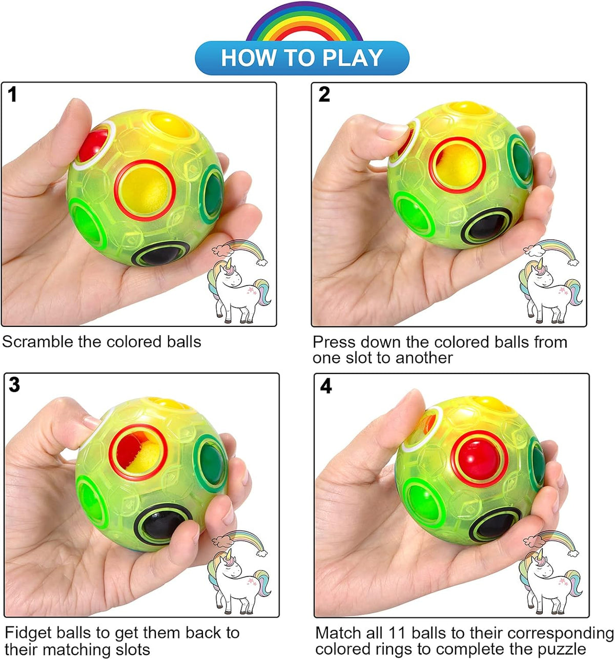 Vdealen Magic Rainbow Puzzle Ball - Green - image 4