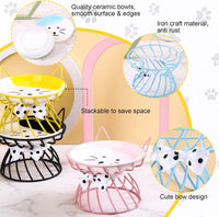 Sunnyray 4 Pcs Elevated Cat Bowls Raised Cat Food Bowl - Bow Tie / Multicolor - image 3