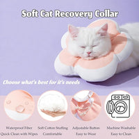 Cat Cone Collar Soft, Adjustable Kitten Cone After Surgery, Waterproof Recovery E Collar for Pet to Stop Licking (Pink Flower, Medium)