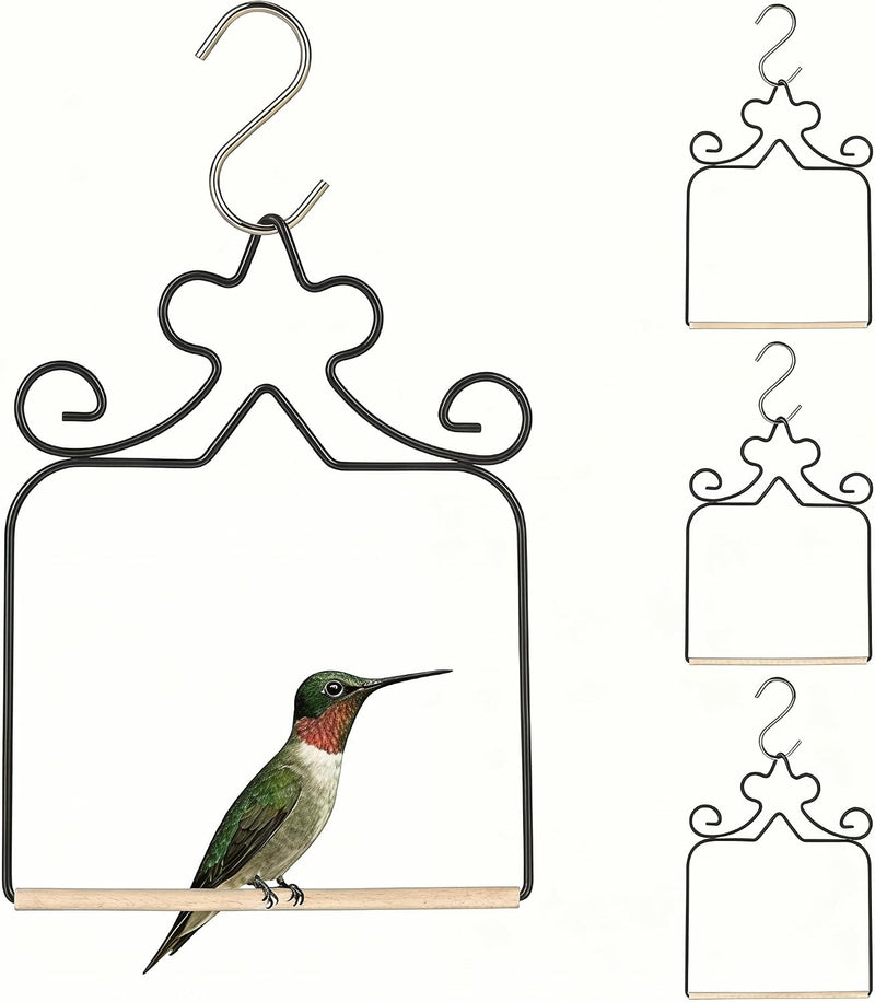 4-Pack Metal Hummingbird Swings Black – Essentials for Birds - Black