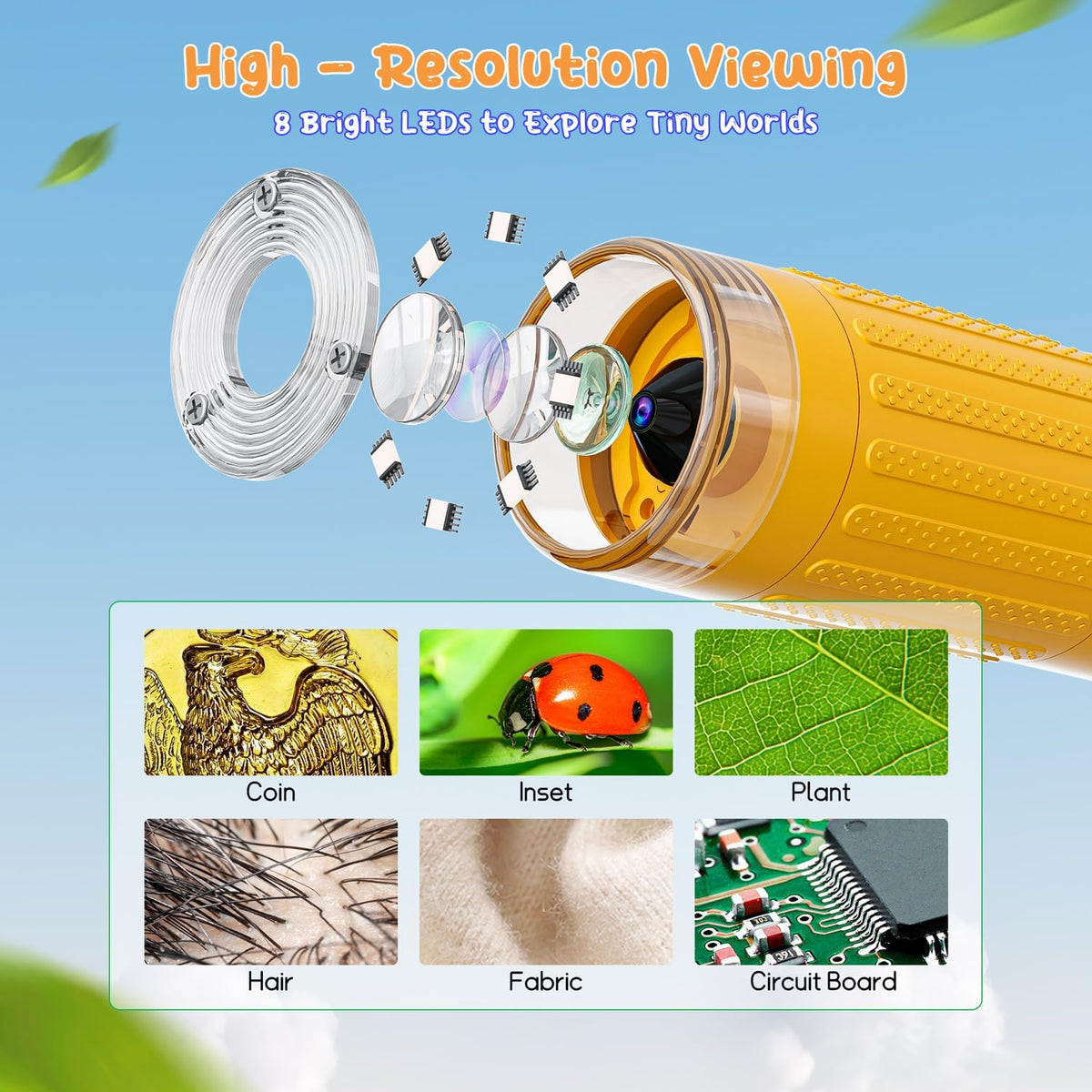 SKYBASIC Digital Microscope for Kids - 2"-Yellow - image 3