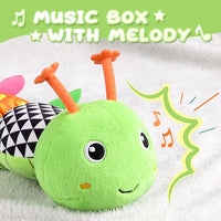 Baby Toys 0 to 12 Months, Musical Stuffed Animal Activity Soft Toys with Multi-Sensory Crinkle, Rattle and Textures, Infant Tummy Time Toys for Newborn Boys Girls, Caterpillar, Green