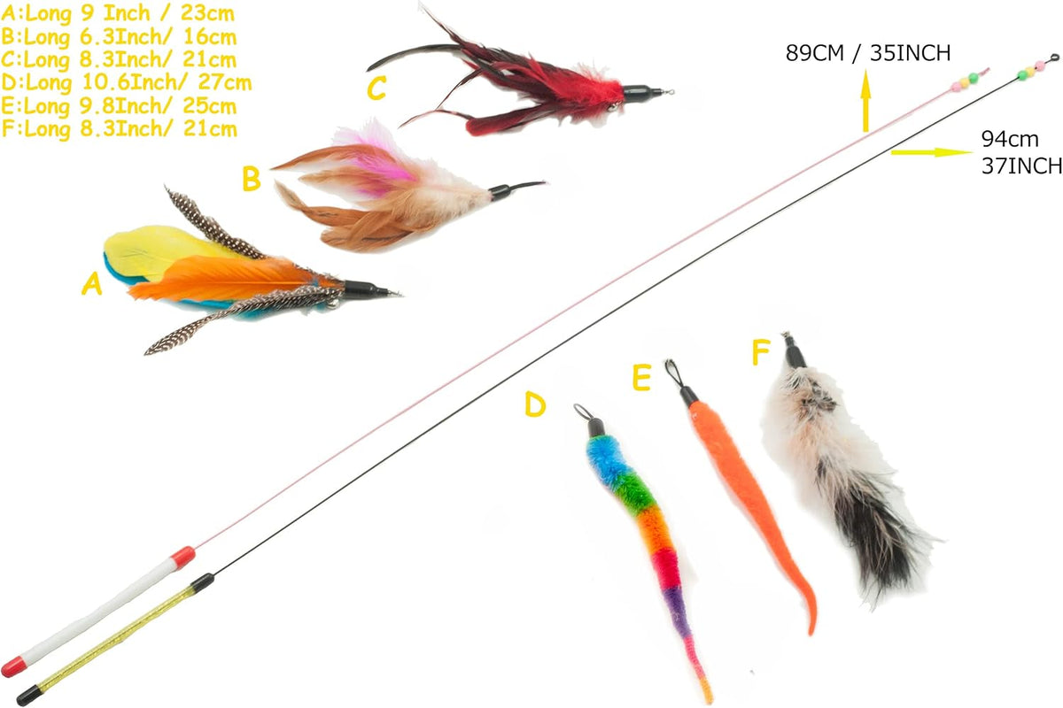 Fashion's Talk Feather Wire Wands Kitten Toys Worm Teaser Wand Cat - image 2