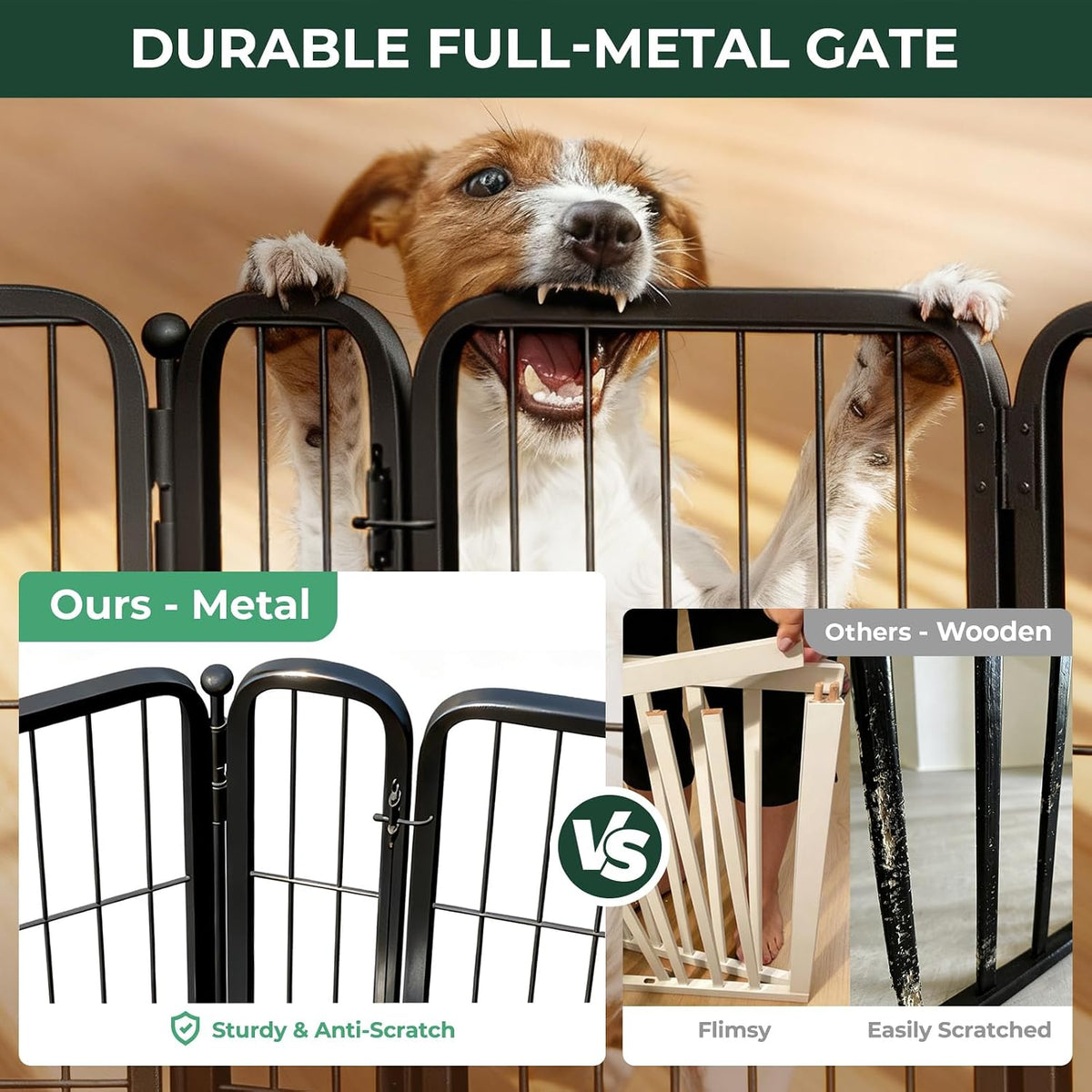 FXW Dog Gate, Extra Wide Adjustable for Openings Up to 219" - Black / Up to 69" W【2 Panels + 1 Door】 / 24"H - image 2