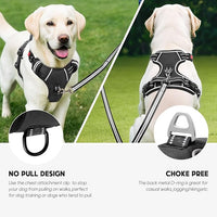 Timos Dog Harness, No-Pull Pet Harness with 2 Leash Clips, 3 Snap Buckles Adjustable Soft Padded Dog Vest, Reflective No-Choke Pet Oxford Vest with Easy Control Handle for Small Medium Large Dogs