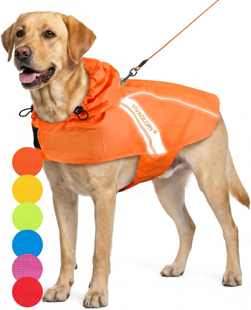 VIVAGLORY Dog Raincoat Wetoff Dog Rain Coat, XS - Orange / L (26"-30" chest girth)