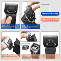 10 Blades Dog Grooming Blades Compatible with Andis/Oster A5/Wahl KM-10 Series Dog Clippers,Detachable Clipper Replacement Blade (6PCS Black-#10+30+40+4FC+5FC+7FC)