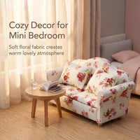 Cutemini white 1/12 scale dollhouse loveseat couch with pillows - view 14