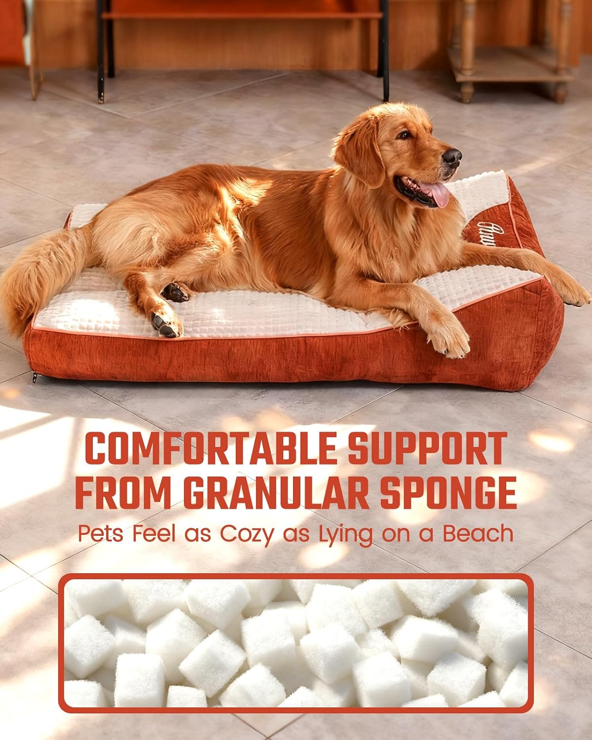 Pawccoli orthopedic dog bed for small dogs, 30 inch bolster couch with plush flannel - view 4
