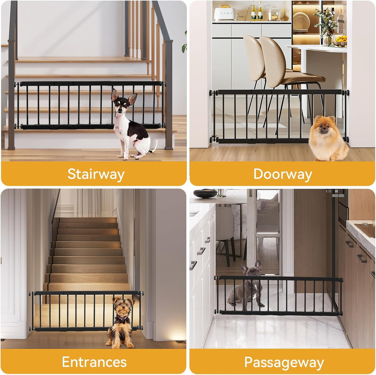 Dog Gate Indoor,18"-45" Adjustable Extra Wide Metal Short Dog Gate to Step Over, 10" Tall Small Pet - 18-45''W*14''H / Black - image 4