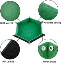 SIQUK 6 Pieces Dice Tray Hexagon Dice Rolling Holder Folding PU - Red, Blue, Violet, Black, Green, Yellow - image 3