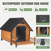 Heated Dog House Outdoor with Insulated Liner in Winter, Weatherproof Puppy Kennel with Anti-Chewing Metal Frame, Dog Shelter for Large, Medium and Small Dogs (Brown, 50.9'' Large)