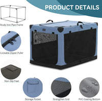 PETSFIT 36" Soft Portable Dog Crate - 40.0"L x 25.0"W x 25.0"H / Blue - image 4