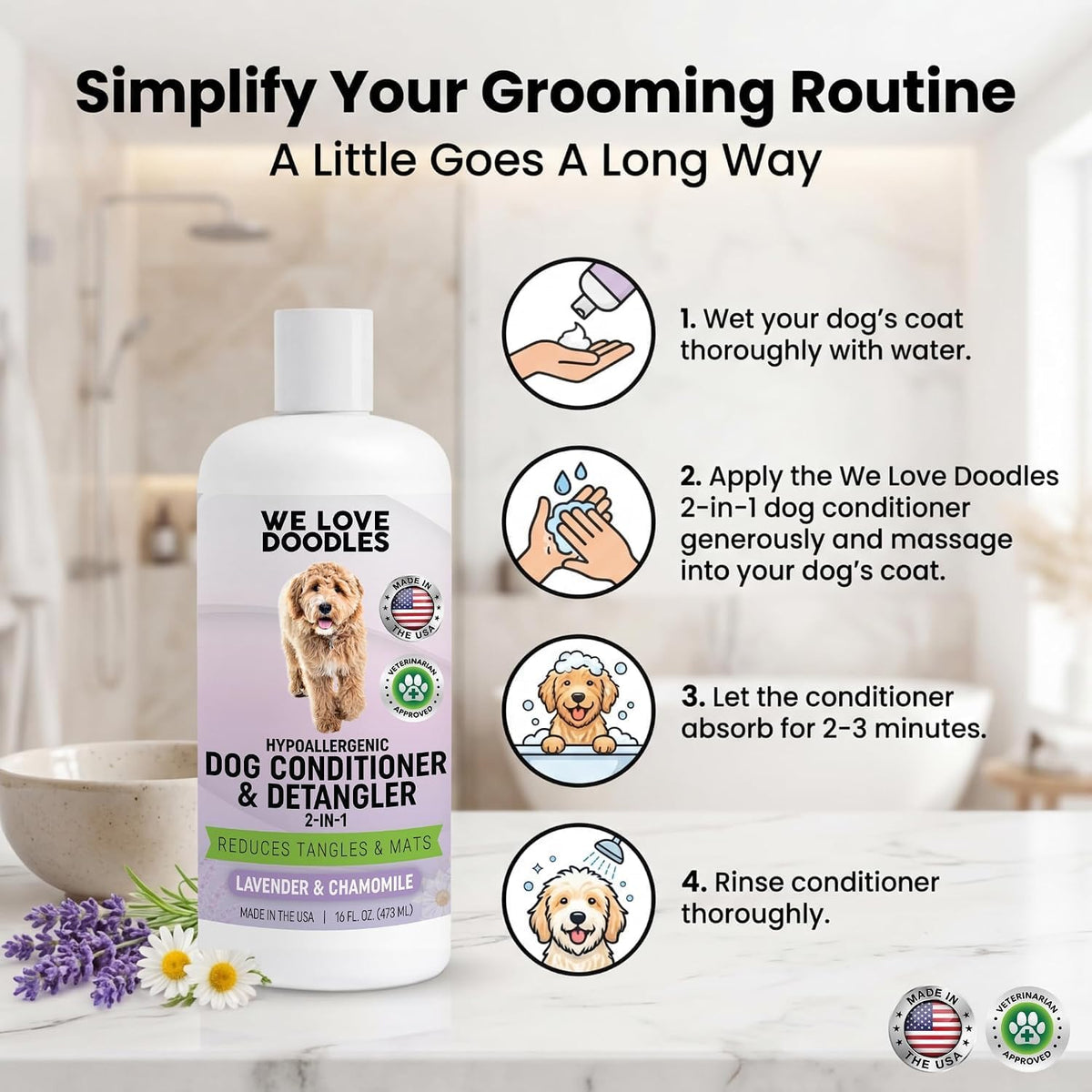 Puppy Shampoo and Conditioner, Tearless Puppy Wash - Dog Conditioner - Unscented - image 3