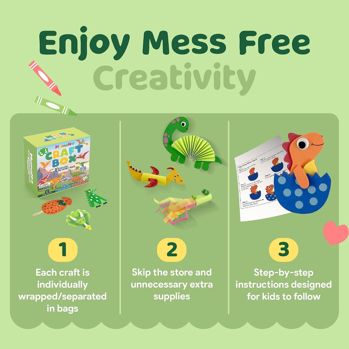 Mumaloo Arts and Crafts Kit for Kids, 10 Projects Ages 4, 8 - Dinosaur - image 4