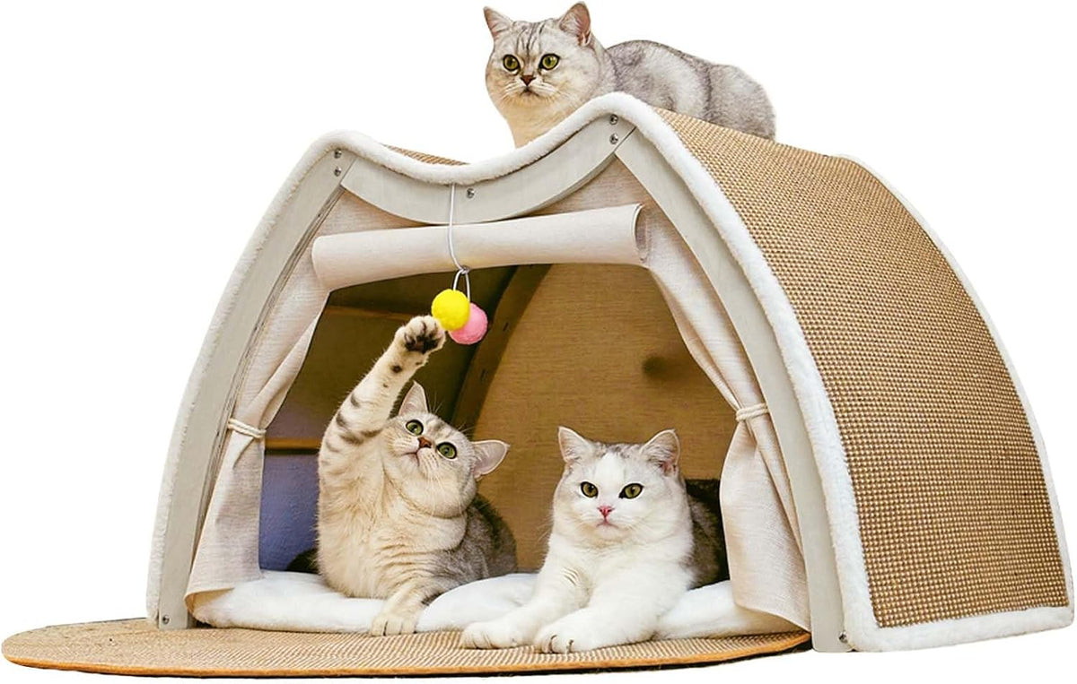 Cat Houses for Indoor Cats - 19.7*12.6*15.7"/Flat Roof (M)
