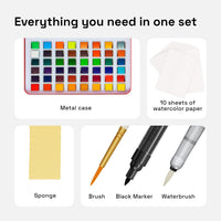 ARTISTRO 100 Watercolor Paint Set with Palette & Brushes for Adults - 1 Count (Pack of 48) - image 3